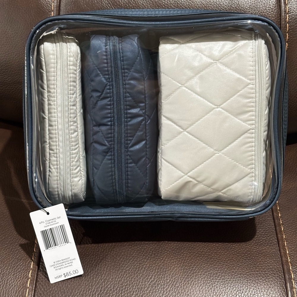 Vera Bradley Oyster Mushroom Cosmetic Set - 4 piece set